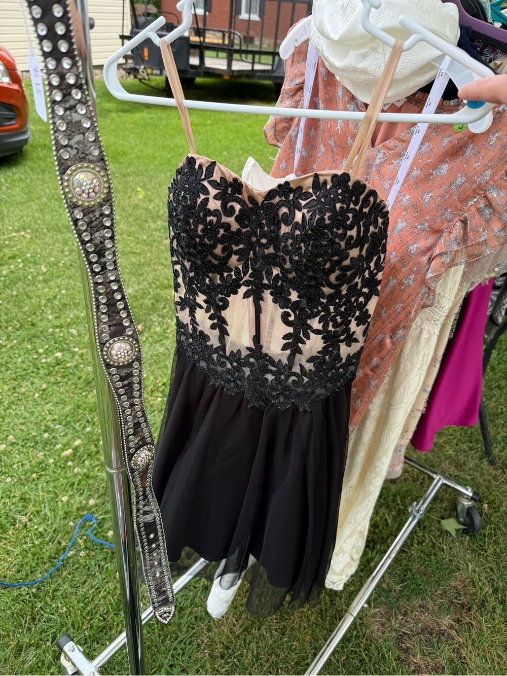 Strapless Black Lace Mini Dress